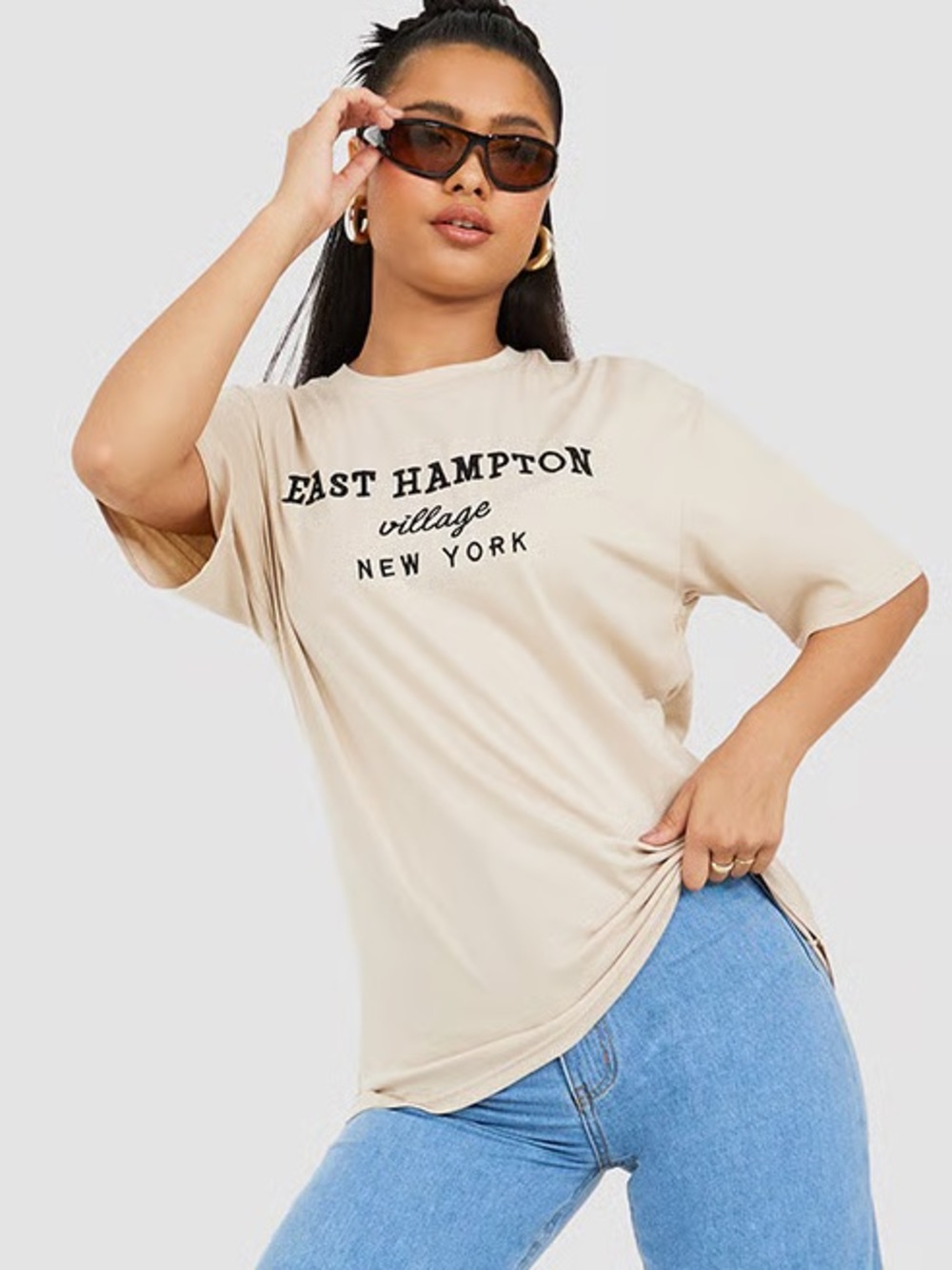 Vero Moda cotton t-shirt with a black typographic city-themed women’s size XL